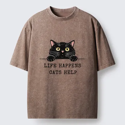 Tokyo-Tiger Cat Brings Solace To Life Washed T-Shirt