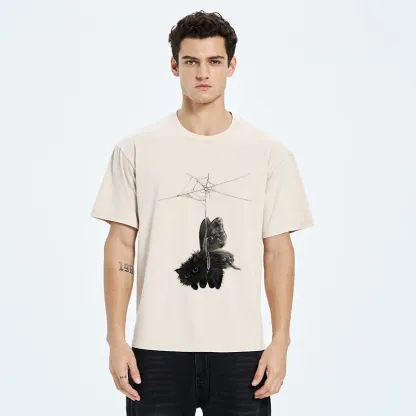 Tokyo‑Tiger Spooky Web Cat Creature Washed T‑Shirt