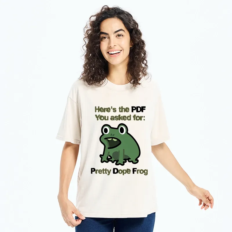 Tokyo-Tiger Funny Office PDF Frog Meme Washed T-Shirt