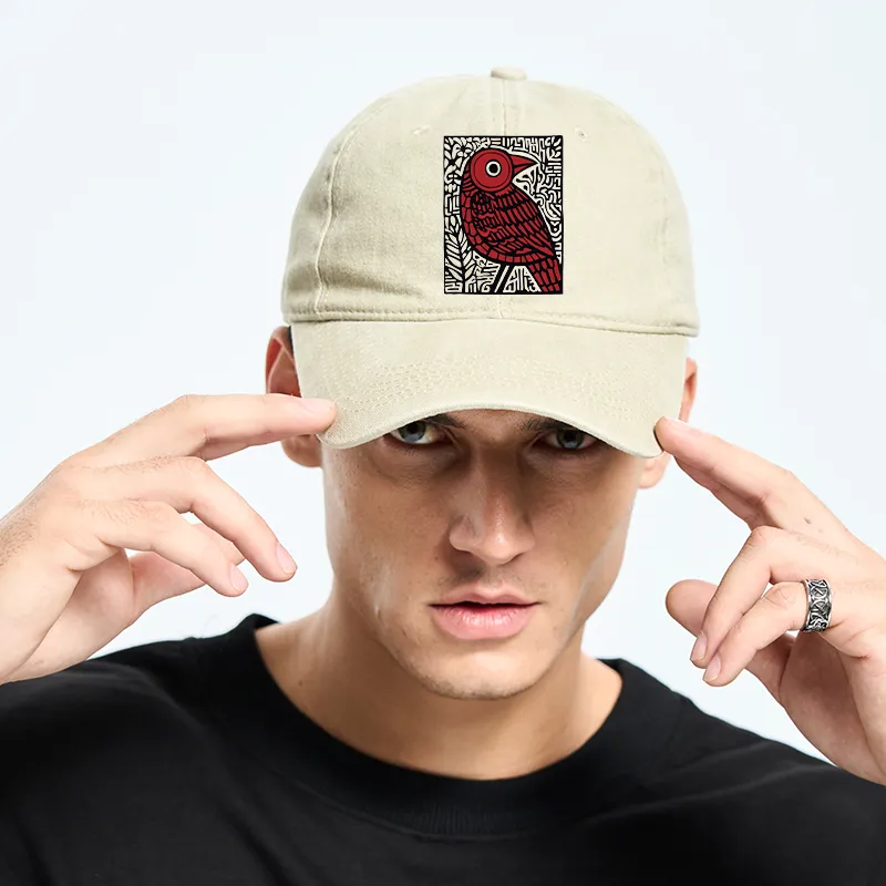 Tokyo-Tiger Retro Woodblock Bird Washed Cap