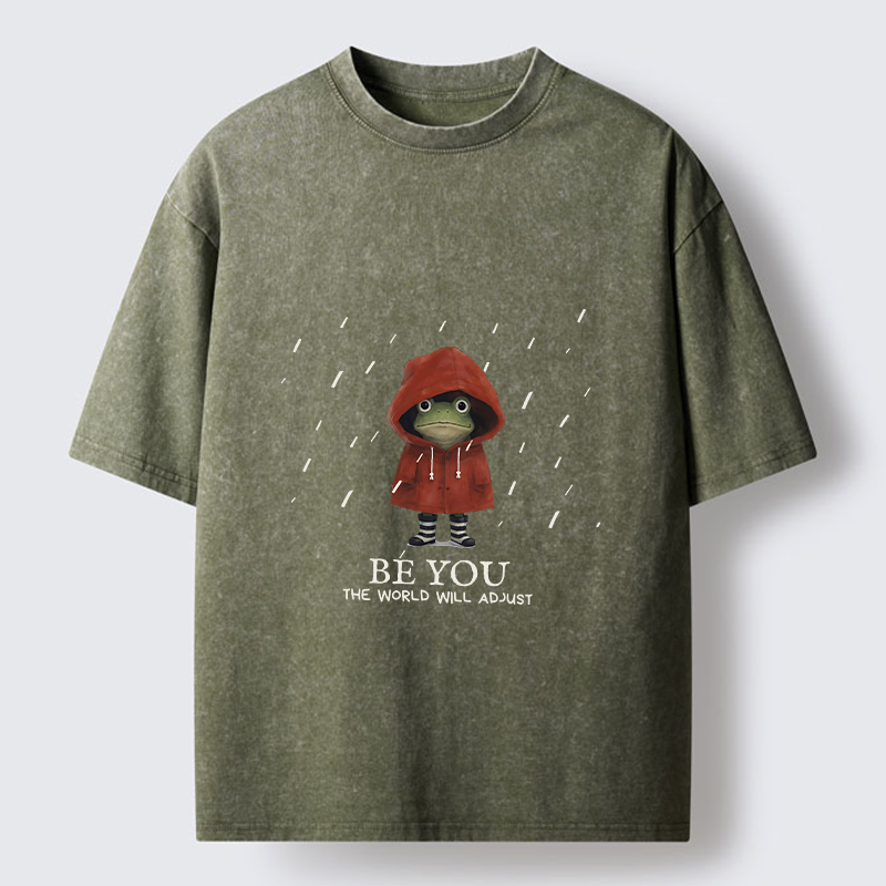 Tokyo-Tiger Brave Rain Frog Self Love Meme Washed T-Shirt