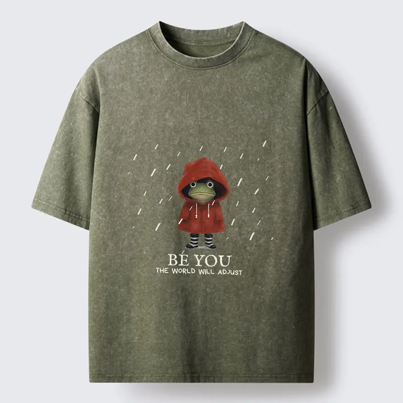 Tokyo‑Tiger Brave Rain Frog Self Love Meme Washed T‑Shirt Sale