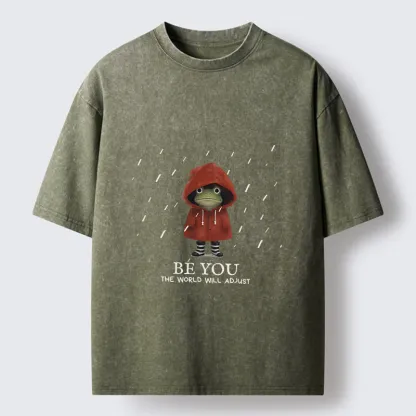 Tokyo-Tiger Brave Rain Frog Self Love Meme Washed T-Shirt