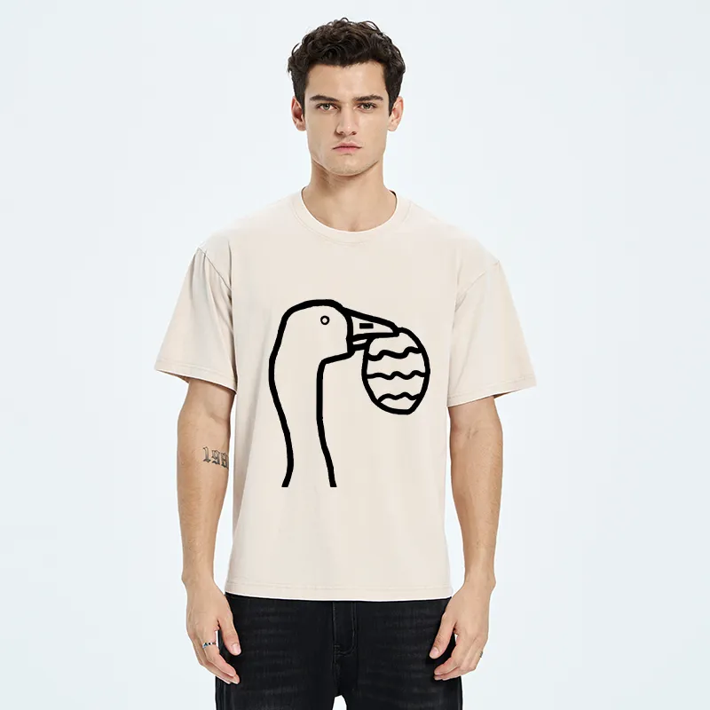 Tokyo-Tiger Goose Carrying An Egg Washed T-Shirt