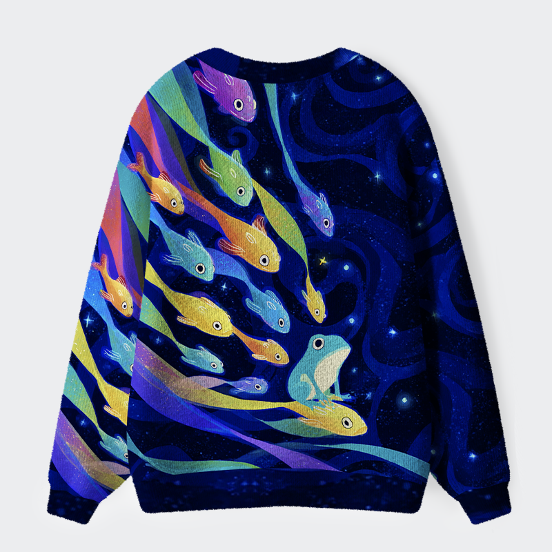 Tokyo-Tiger Galaxy of Fish&Frog Ugly Cardigan Sweater