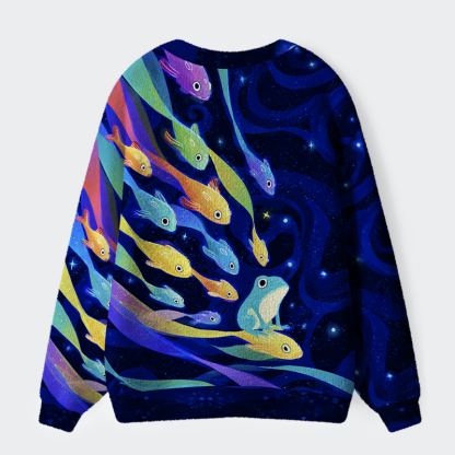 Tokyo-Tiger Galaxy of Fish&Frog Ugly Cardigan Sweater