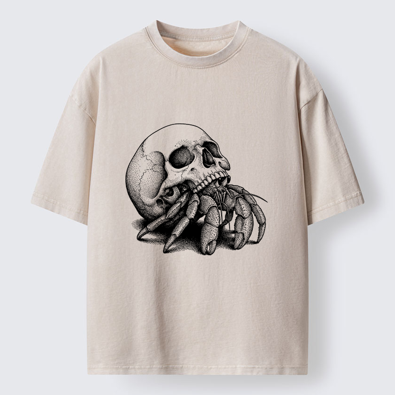 Tokyo-Tiger Skull Crab Meme Washed T-Shirt