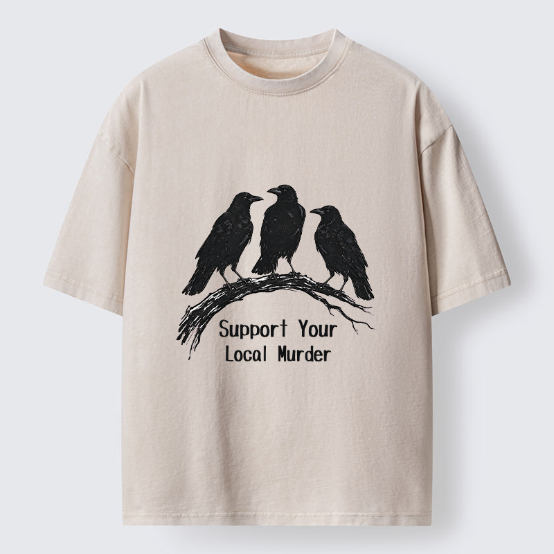 Tokyo-Tiger Crow Group Funny Meme Washed T-Shirt