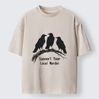 Tokyo-Tiger Crow Group Funny Meme Washed T-Shirt