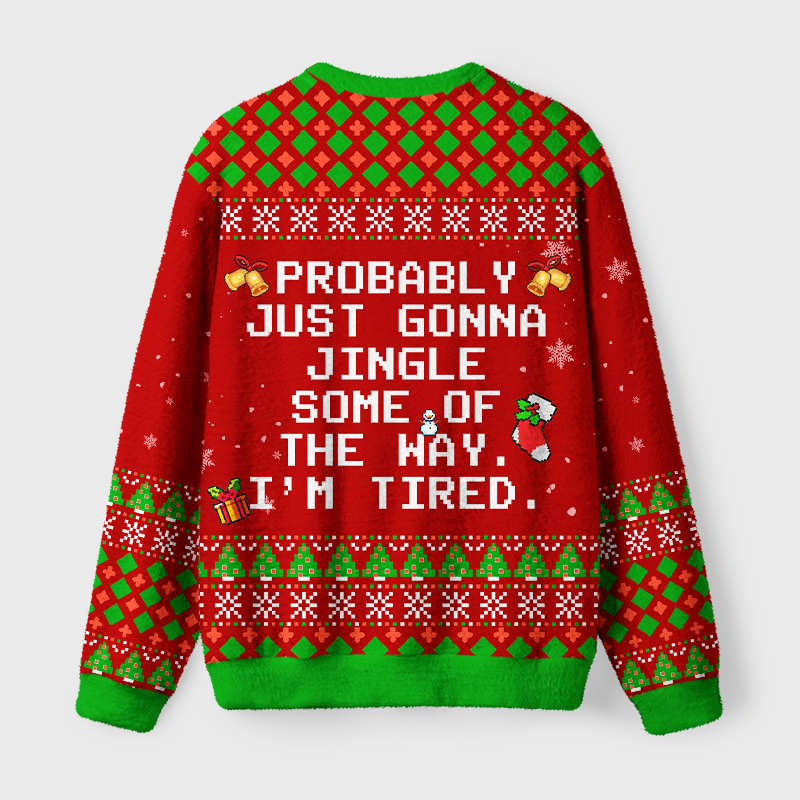 Tokyo-Tiger Jingle, But Make It Lazy Fuzzy Christmas Ugly Sweatshirt