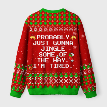 Tokyo-Tiger Jingle, But Make It Lazy Fuzzy Christmas Ugly Sweatshirt