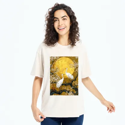 Tokyo-Tiger Traditional Japanese Crane Art Washed T-Shirt