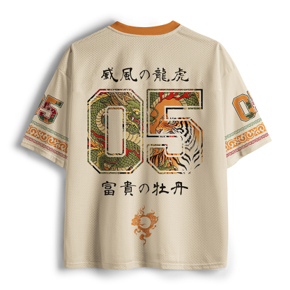 Tokyo-Tiger Dragon Tiger Wealth Peonies Mesh Jersey