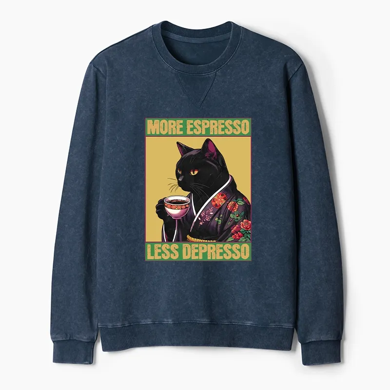 Tokyo-Tiger Up Caffeine Down Depression Washed Terry Sweatshirt