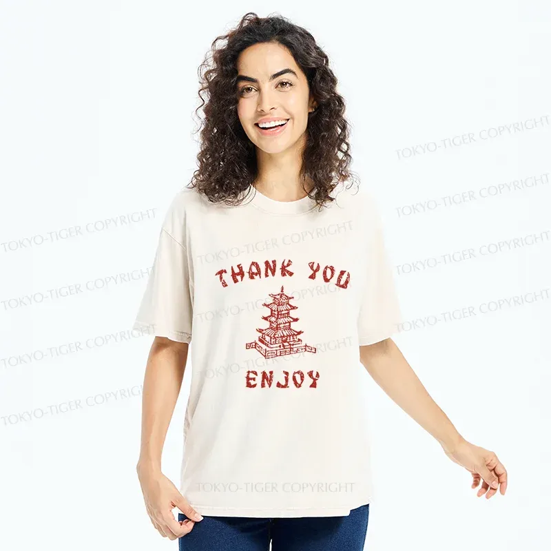 Tokyo-Tiger Retro Building Washed T-Shirt