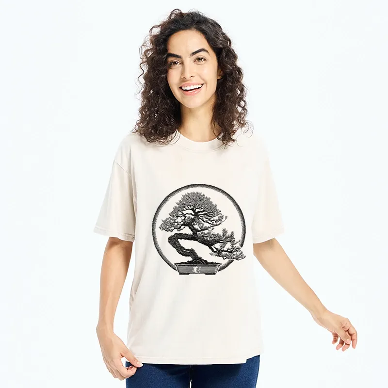 Tokyo-Tiger Bonsai Pine Tree Art Washed T-Shirt
