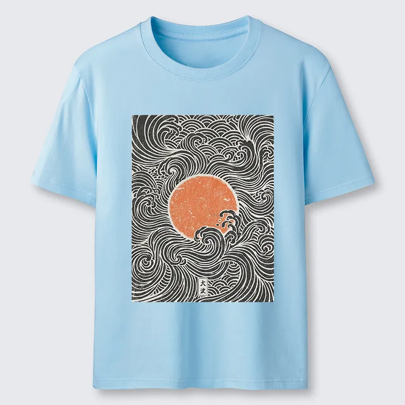 Tokyo-Tiger Ukiyo-e Sun And Waves Classic T-Shirt