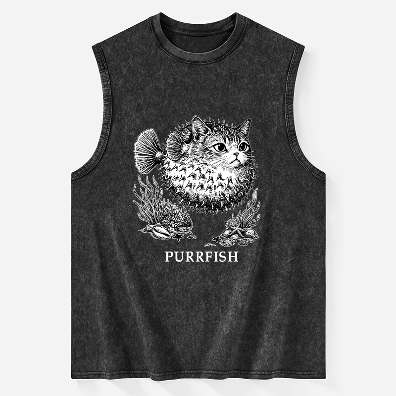 Tokyo-Tiger Spiky Puffer With Cute Cat Head Washed Tank