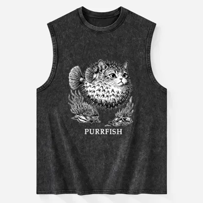 Tokyo-Tiger Spiky Puffer With Cute Cat Head Washed Tank