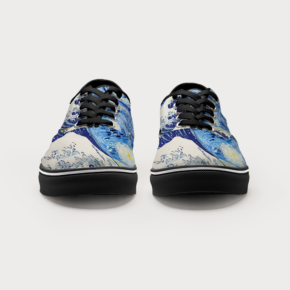 Tokyo-Tiger Waves Under The Starry Night Canvas Shoes