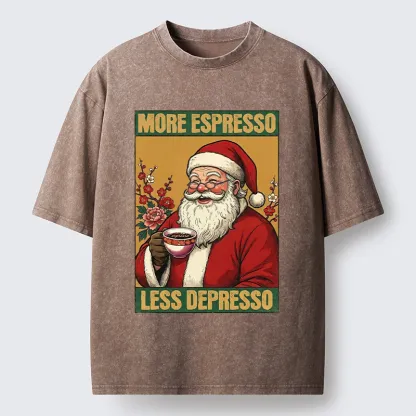 Tokyo-Tiger Funny Santa Coffee Meme Washed T-Shirt