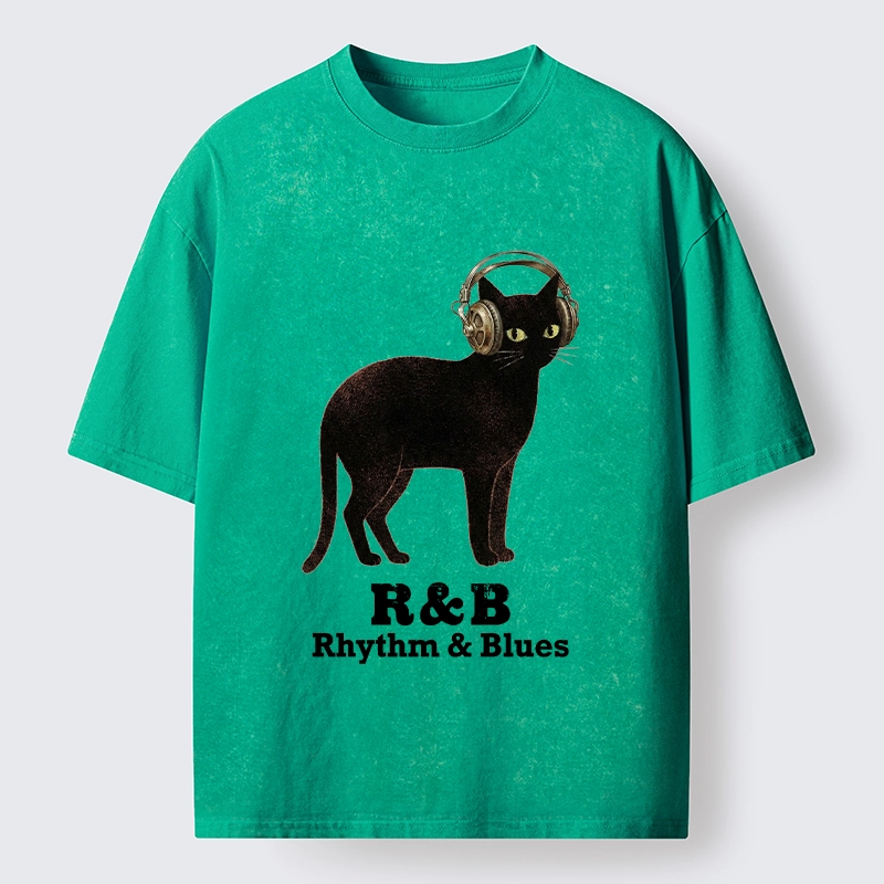 Tokyo‑Tiger Cat Headphone Groove Washed T-Shirt