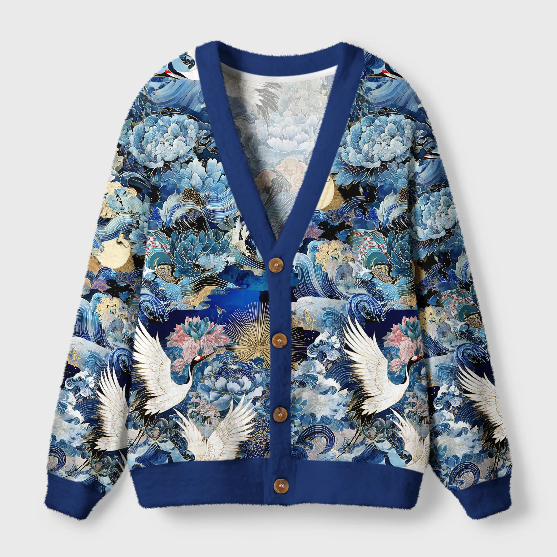 Tokyo-Tiger Ukiyo Cranes of the Great Ugly Cardigan Sweater Sale