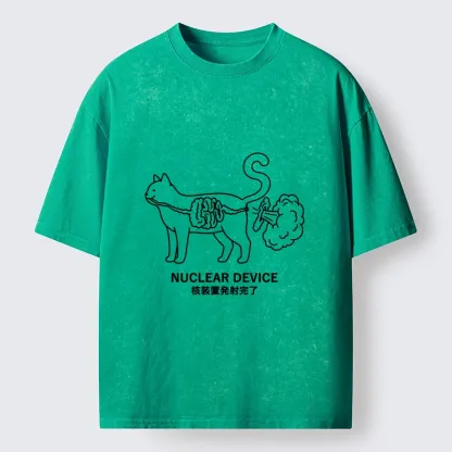 Tokyo‑Tiger Funny Nuclear Cat Meme Washed T‑Shirt