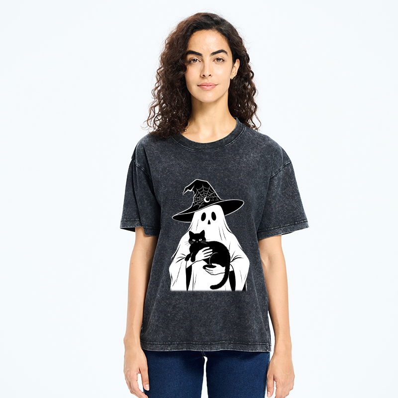 Tokyo-Tiger Ghost Cat Buddy Washed T-Shirt