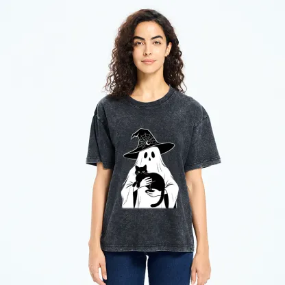 Tokyo-Tiger Ghost Cat Buddy Washed T-Shirt