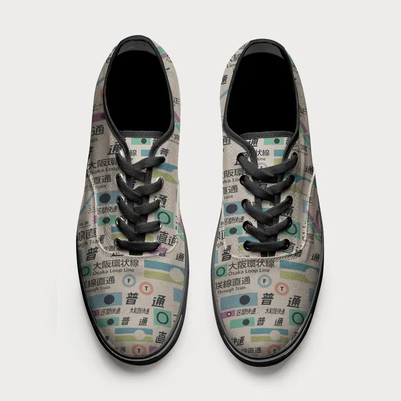 Tokyo-Tiger Japanese Train Routes Canvas Shoes