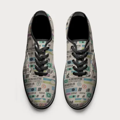 Tokyo-Tiger Japanese Train Routes Canvas Shoes