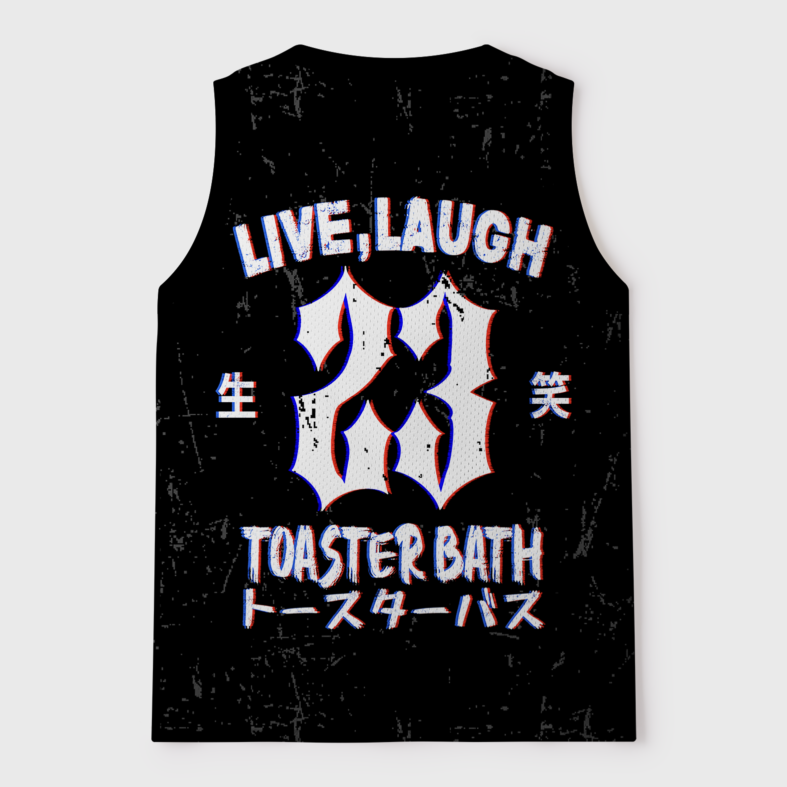 Tokyo-Tiger Glitch Live, Laugh, Toast Mesh Tank Top