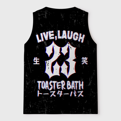 Tokyo-Tiger Glitch Live, Laugh, Toast Mesh Tank Top