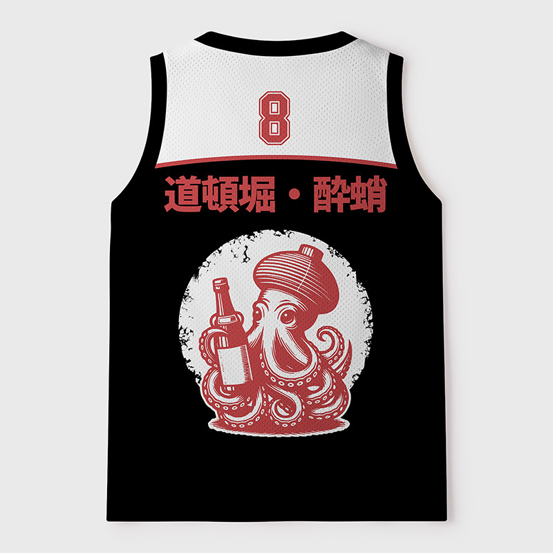 Tokyo-Tiger Drunken Octopus Osaka Nightlife Mesh Tank Top