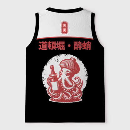 Tokyo-Tiger Drunken Octopus Osaka Nightlife Mesh Tank Top
