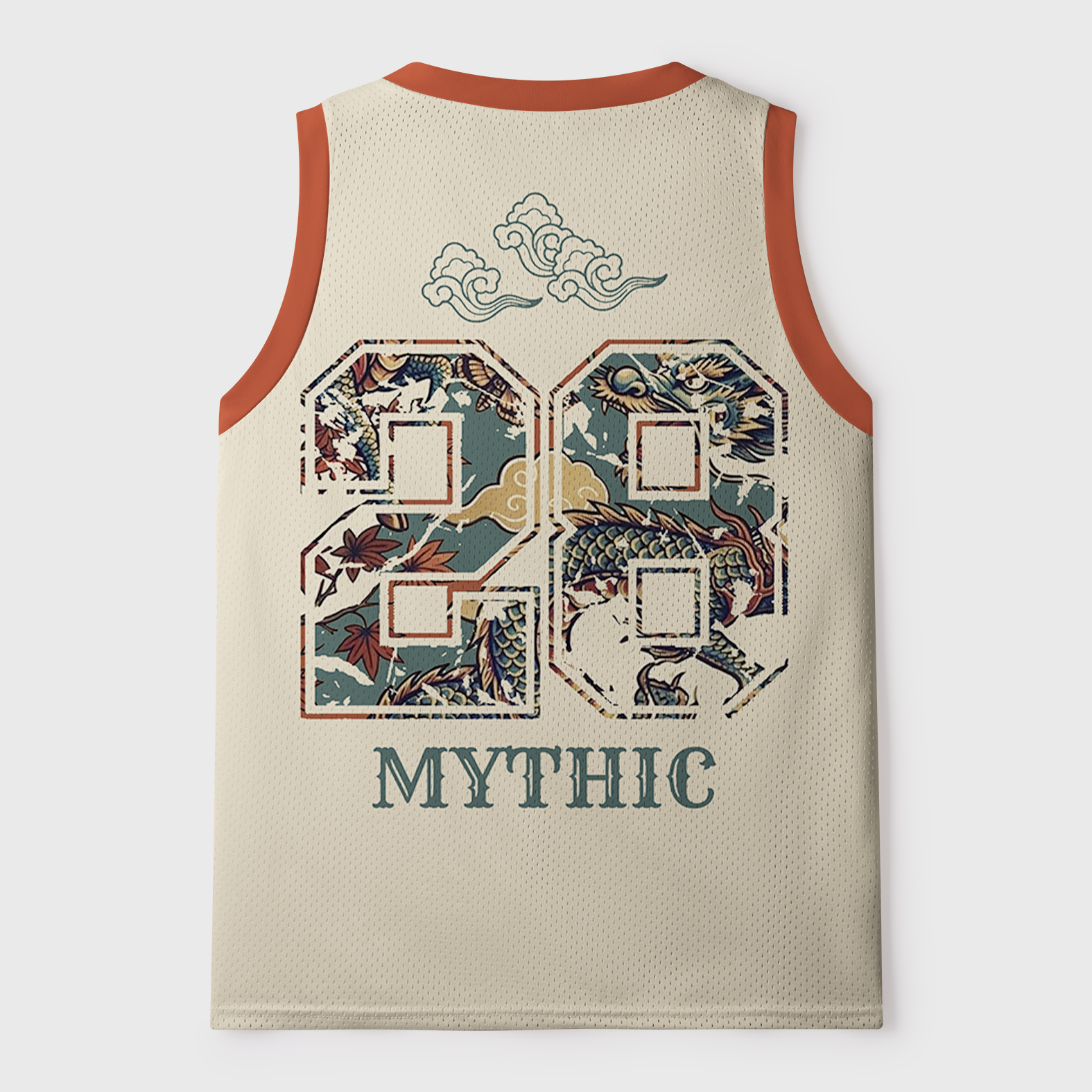 Tokyo-Tiger Cloud Dragon Auspicious Qilin Mesh Tank Top