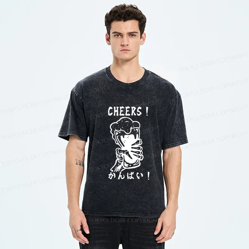 Tokyo-Tiger Cheers Together Washed T-Shirt