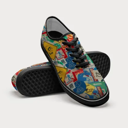 Tokyo-Tiger Playful Urban Sign Canvas Shoes