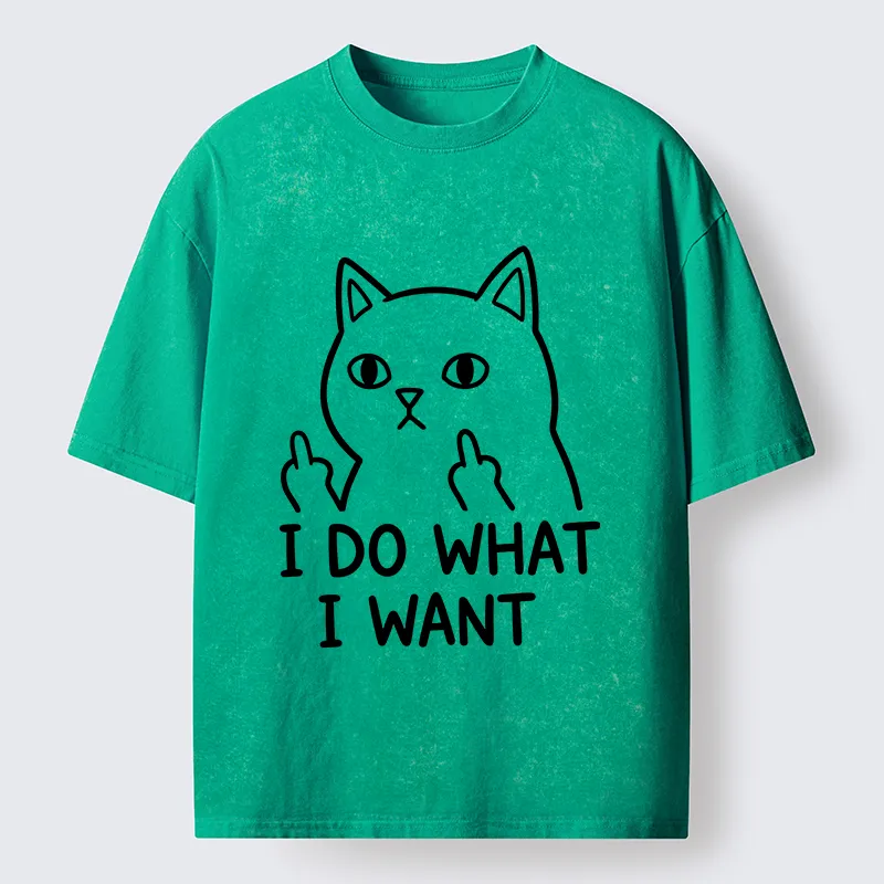 Tokyo-Tiger Funny Cat Freedom Vibe Washed T-Shirt