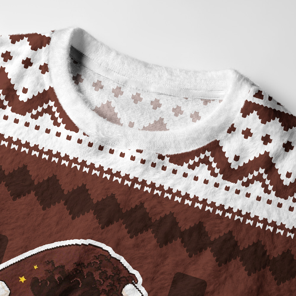 Tokyo-Tiger Cocoa Wave Christmas Fuzzy Christmas Ugly Sweatshirt