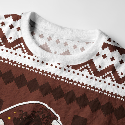 Tokyo-Tiger Cocoa Wave Christmas Fuzzy Christmas Ugly Sweatshirt