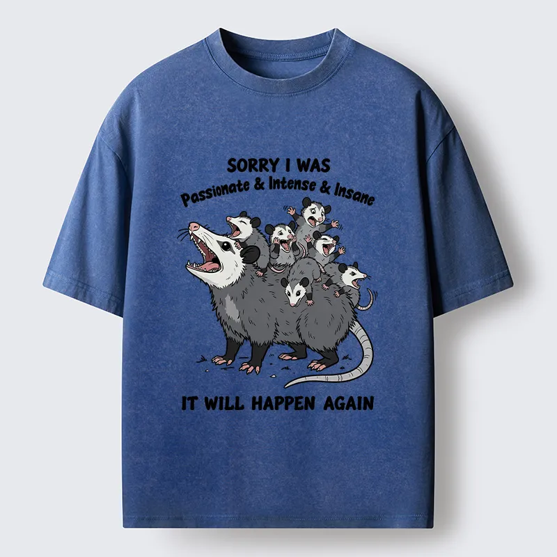 Tokyo-Tiger Crazy Opossum Crew Meme Washed T-Shirt