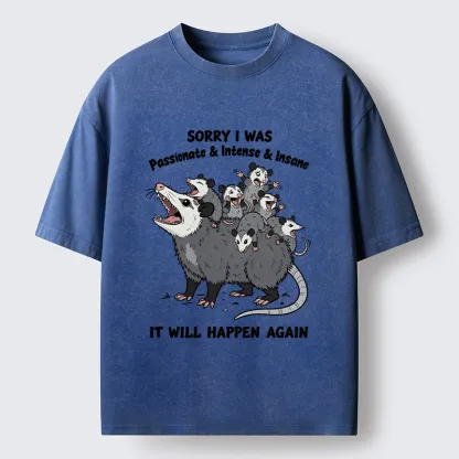 Tokyo-Tiger Crazy Opossum Crew Meme Washed T-Shirt