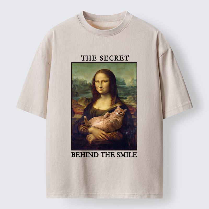 Tokyo‑Tiger Mona Lisa Cat Meme Washed T‑Shirt