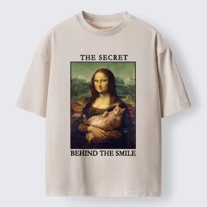 Tokyo‑Tiger Mona Lisa Cat Meme Washed T‑Shirt