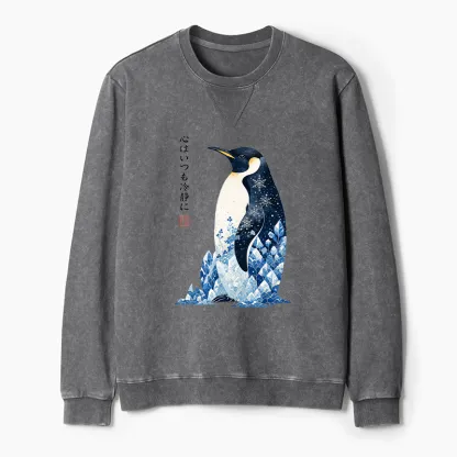 Tokyo-Tiger Keep Calm Penguin Washed Terry Sweatshirt