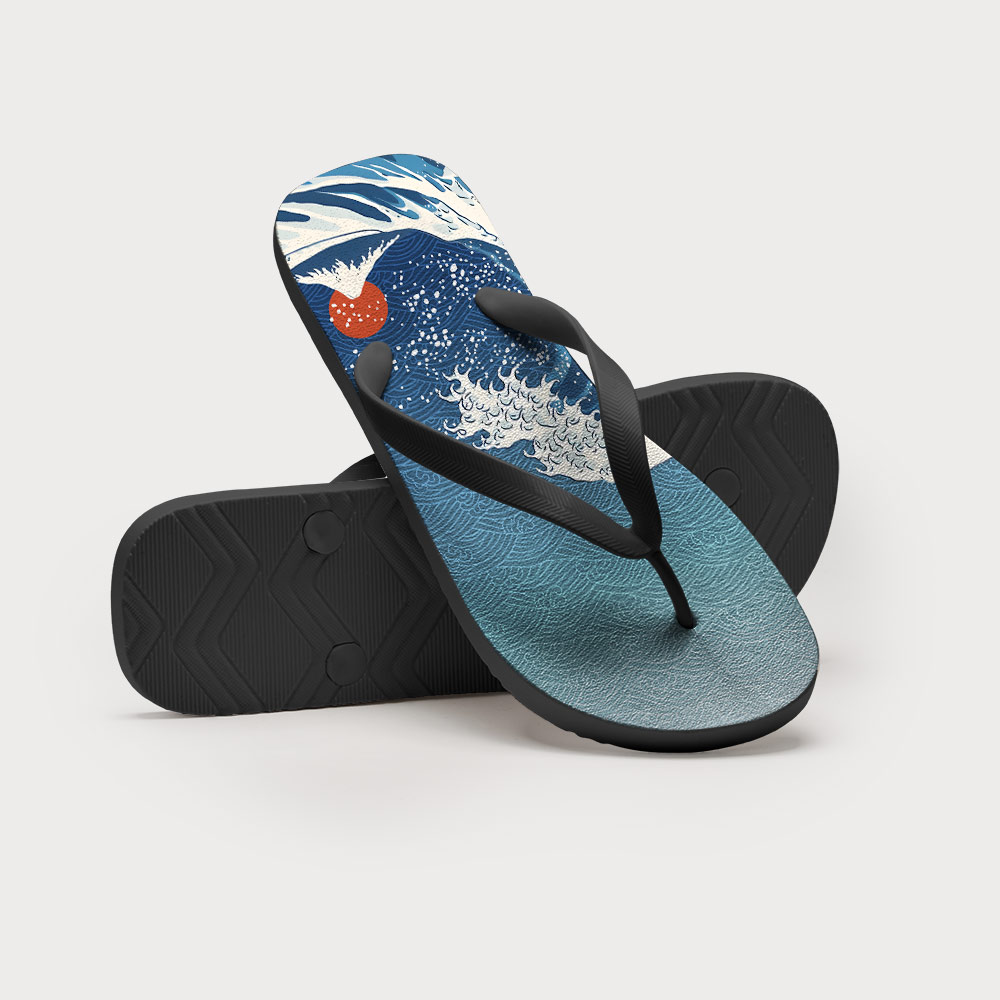 Tokyo-Tiger The Great Wave Off Fuji Flip Flops