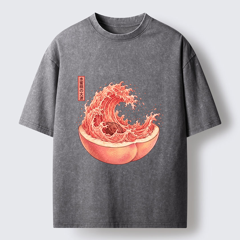 Tokyo-Tiger Vintage Peach Wave Washed T-Shirt