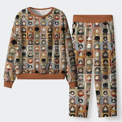 Tokyo-Tiger Kitty Quilt Flannel Pajama Set